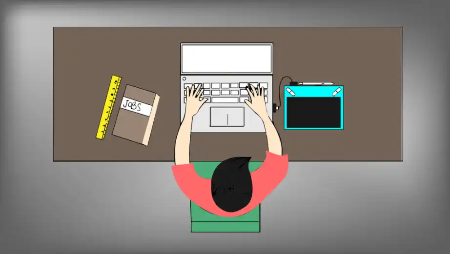 ilustracja designera pracującego przy komputerze