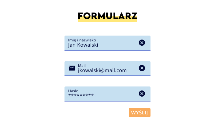 projektowanie formularzu i pola tekstowego